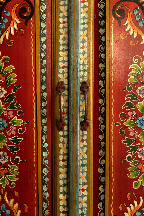 Large Hand Painted Indian Cabinet