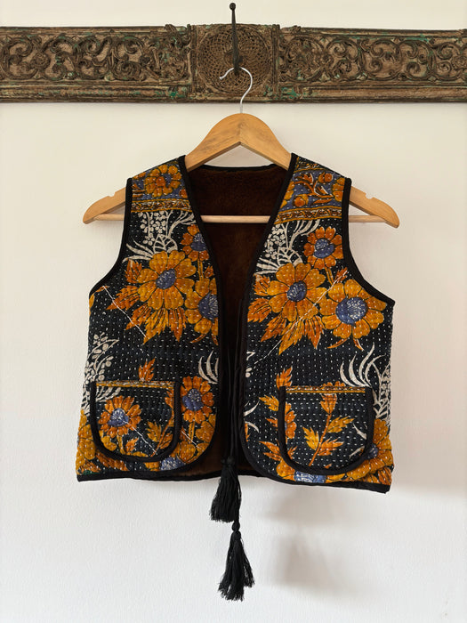 Kantha Faux Fur Priya Vest - Small