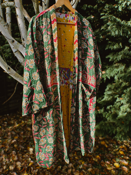 Blanket Stitch Reversible Kantha Duster Jacket