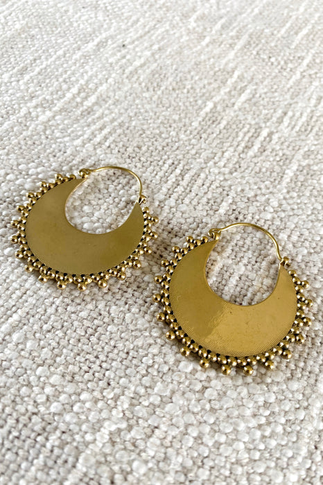 Gold Crescent Moon Hoops