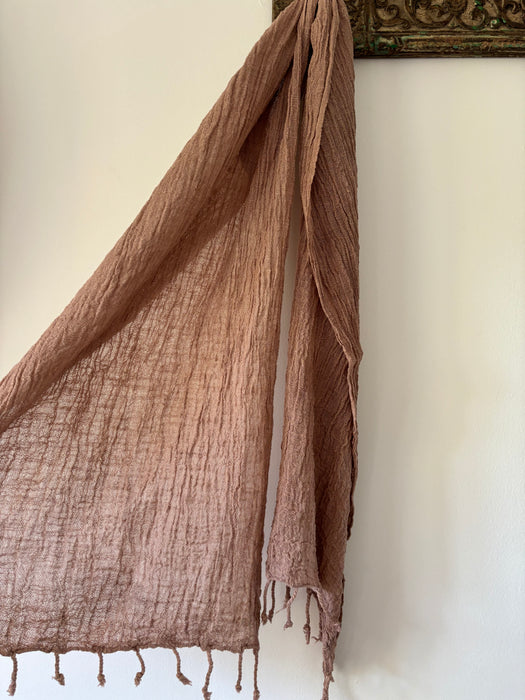 Small Block Print Cotton Scarf - Rose Brown