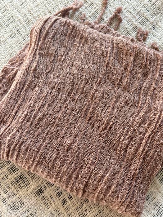 Small Block Print Cotton Scarf - Rose Brown