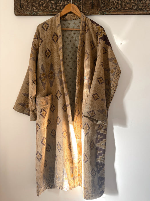 Premium Hand-Stitch Reversible Kantha Duster Jacket