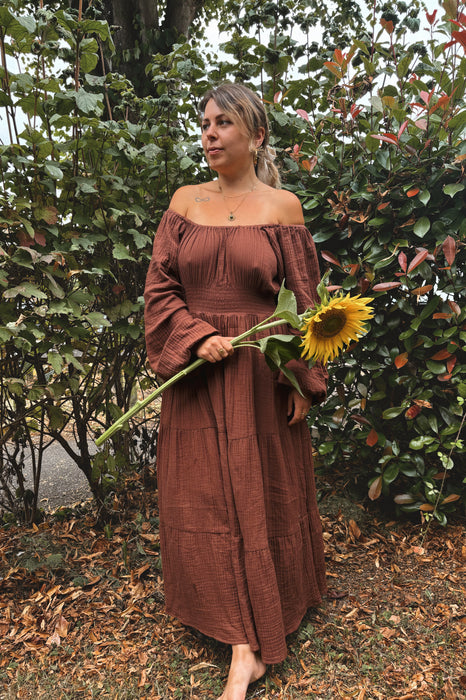 The Aphrodite Dress - Chestnut Brown