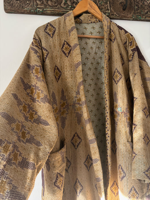 Premium Hand-Stitch Reversible Kantha Duster Jacket