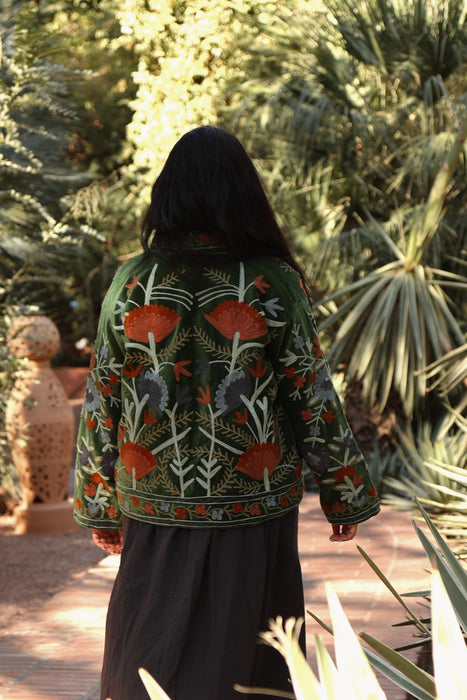 The Flora Jacket - Green Velvet