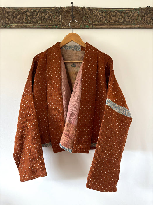 The Forever Jacket ~ Tobacco Brown Polkadot ~ Regular Fit