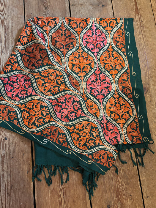 Forest Green Embroidered Shawl