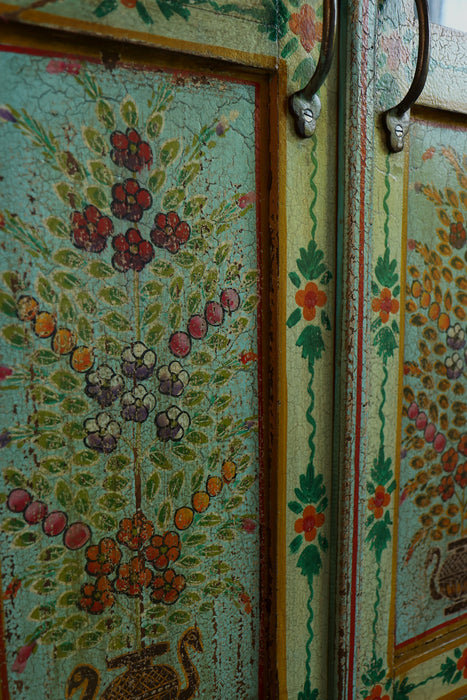 Hand Painted Indian Cabinet with glass doors