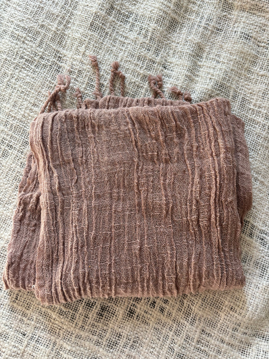 Small Block Print Cotton Scarf - Rose Brown