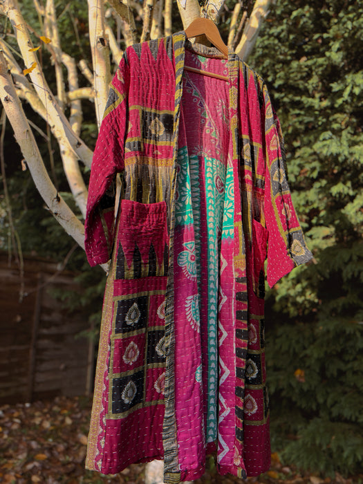 Blanket Stitch Reversible Kantha Duster Jacket