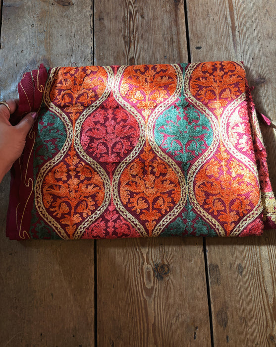 Burgundy Embroidered Shawl